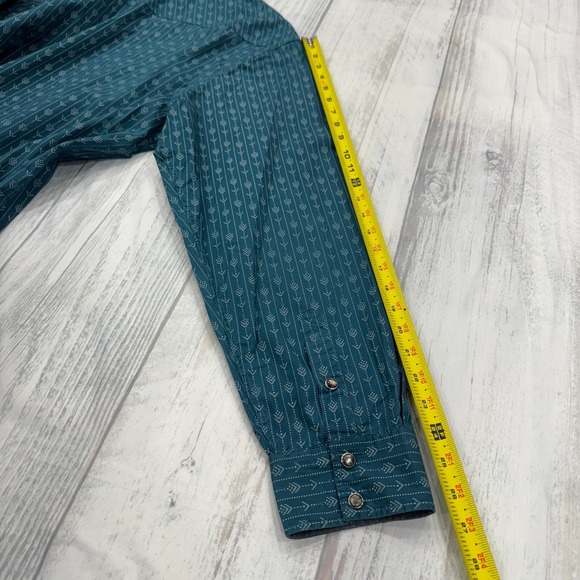 Cody James Western Pearl Snap Shirt 2XL Blue Long Sleeve Cowboy Aztec Mens - Picture 8 of 10